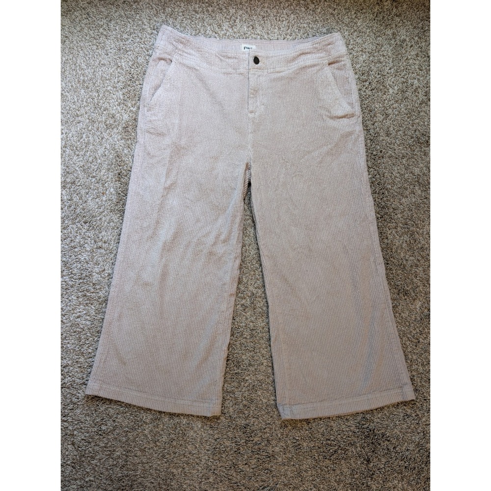 Pact Corduroy Pants Womens XL Cream Organic Cotton Wide Leg Cropped Sustainable